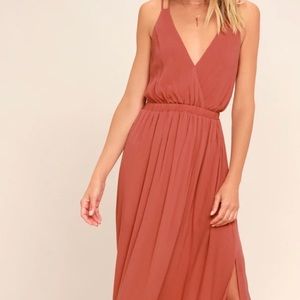 Lost in Paradise Rusty Rose Maxi Dress